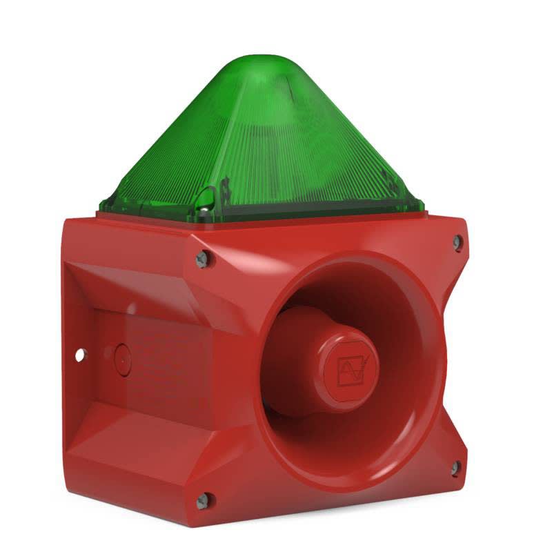 Aet - Combiné sirène 107 dB feu flash 10J 24Vcc optique verte IP66