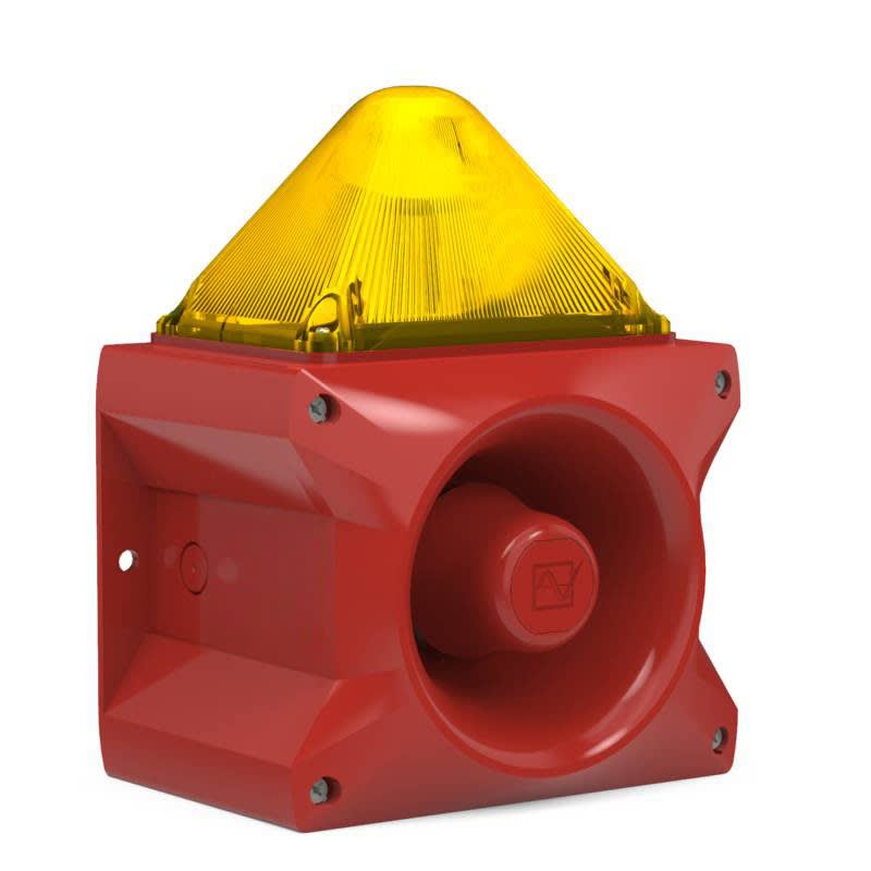 Aet - Combiné sirène 107 dB feu flash 5J 115Vca optique Jaune IP66