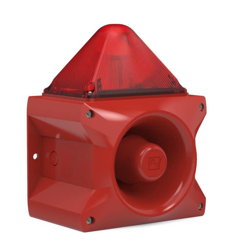 Aet - Combiné sirène 117 dB feu flash 10J 230 Vca optique Rouge IP66 - MED