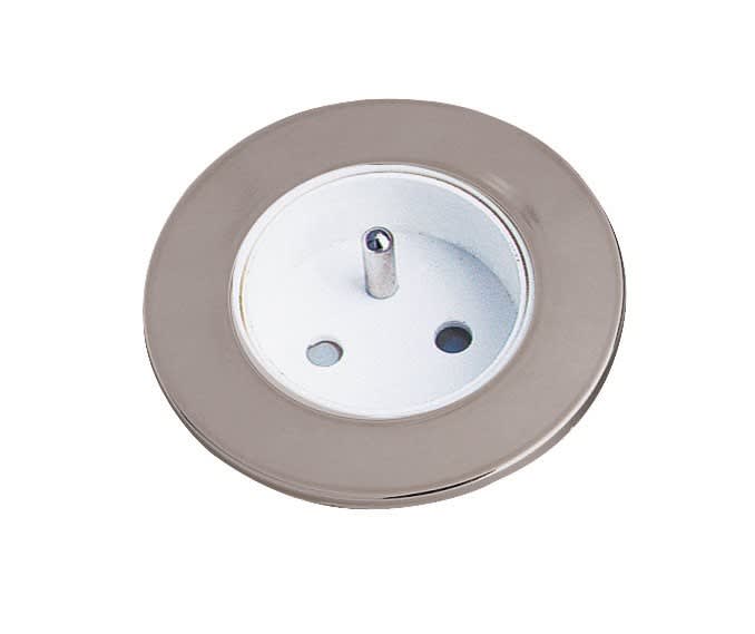 Aric - Prise de courant chromée à encastrer