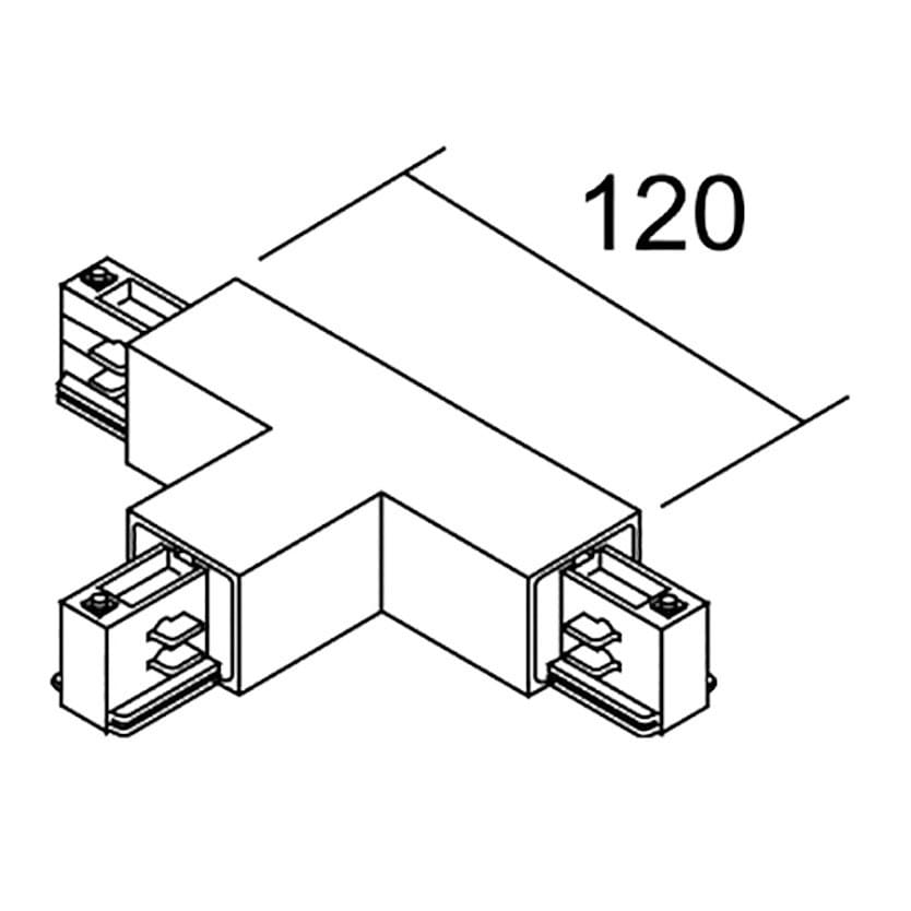 Aric - Connexion en T, Terre à gauche - pour rail 3 allumages