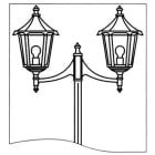 Aric - MONACO -Lant.+Mat IP43 IK02, cuivré, E27 2x100W max., Lpe non incl.,haut.2,55m