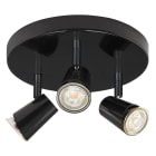 Aric - JUDY P3-Plafonnier 3 spots GU10, noir, a/lpes LED 3,6W 3000K 400lm dimm. incl