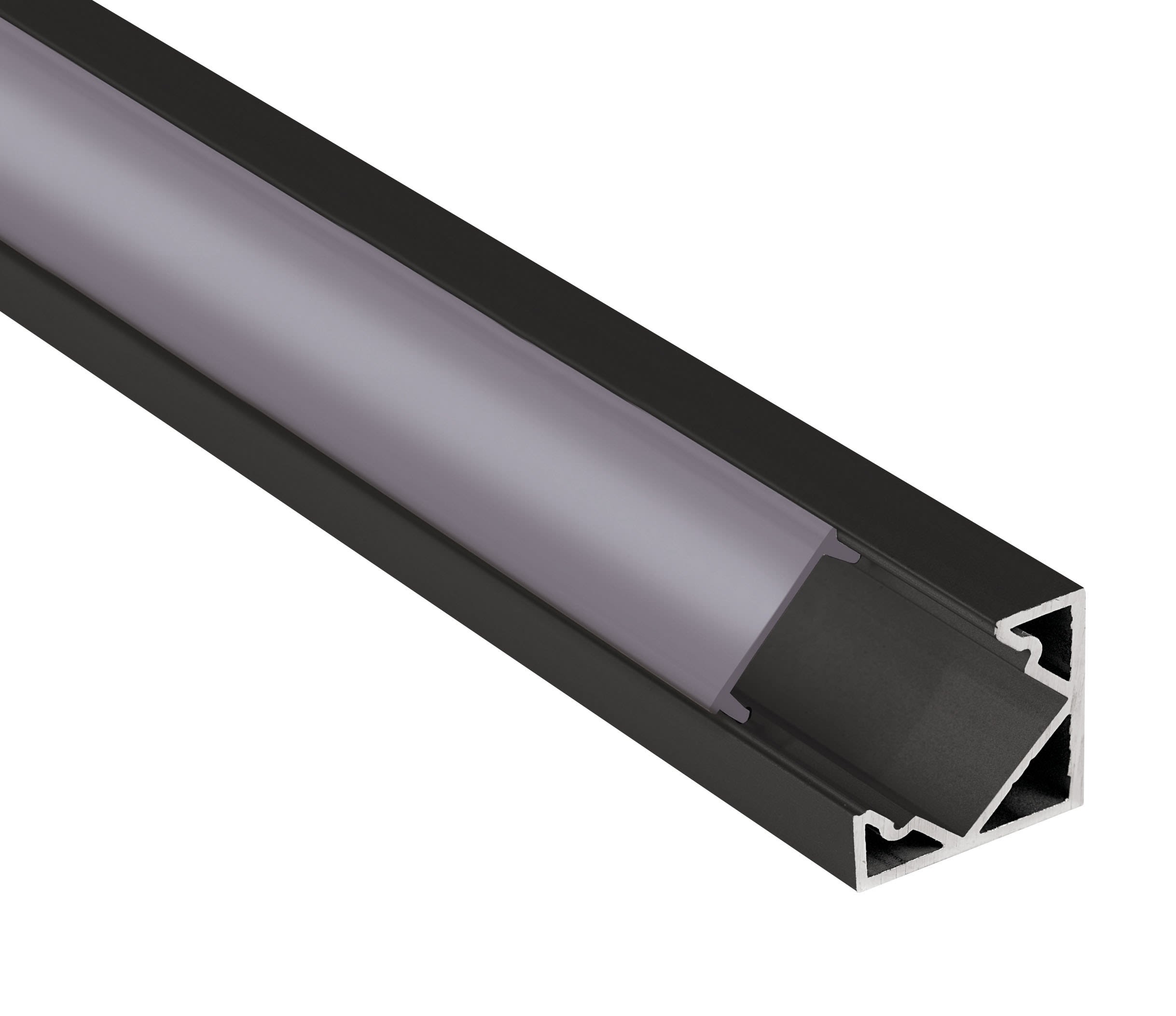 Aric - Profilé d'Angle aluminium PA1 pour ruban LED - 2m - noir