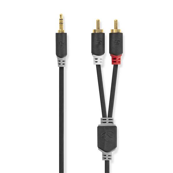 FINDIS Nord Est - Câble audio stéréo | 3.5 mm Mâle | 2x RCA Male | Plaqué or | 2.00 m | R