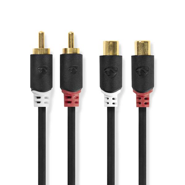 FINDIS Nord Est - Câble audio stéréo | 2x RCA Male | 2x RCA Femelle | Plaqué or | 2.00 m