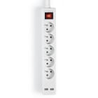 FINDIS Nord Est - BLOC 5 PRISES AVEC INTERRUPTEUR ET 2 PORTS USB Type E (CEE 7/6) | 1.50