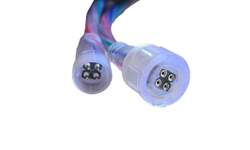 ENGITECHS - CONNECTEUR CIRCULAIRE TRANSPARENT FEMELLE POUR RUBAN RGB AVEC CABLE DE 100CM