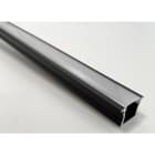 ENGITECHS - PR1002 PROFIL ALU A ENCASTRER NOIR 3M + CAPOT DIFFUSANT/OPAL
