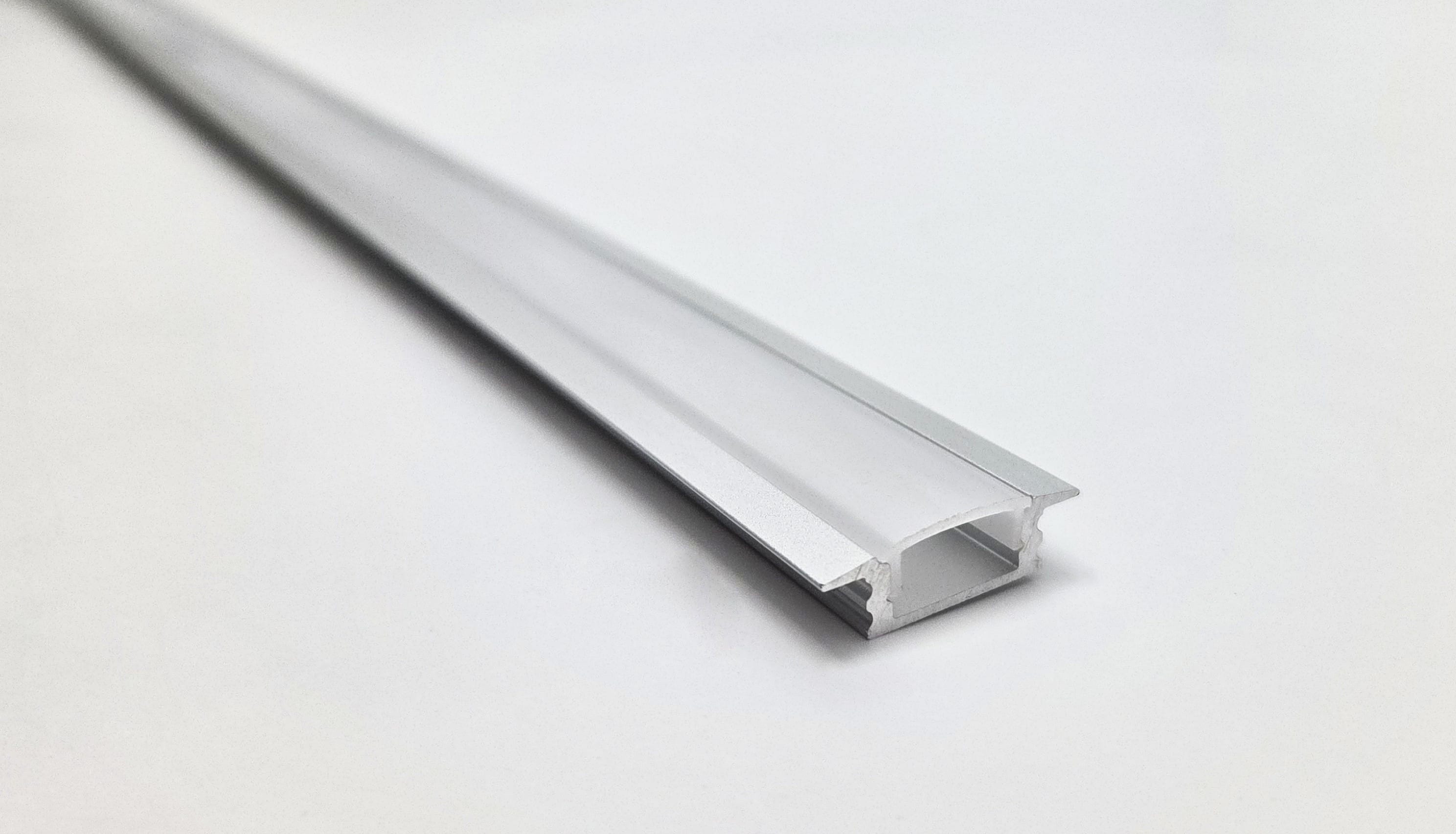 ENGITECHS - PR1007 PROFIL ALU A ENCASTRER GRIS 2M + CAPOT DIFFUSANT / OPAL