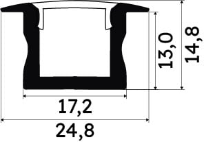 ENGITECHS - PR1002 PROFIL ALU A ENCASTRER BLANC 2M + DIFFUSEUR NOIR