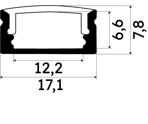 ENGITECHS - PR1005 PROFIL ALU SAILLIE GRIS 3M + DIFFUSEUR NOIR