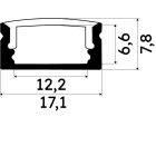 ENGITECHS - PR1005 PROFIL ALU SAILLIE GRIS 3M + DIFFUSEUR NOIR