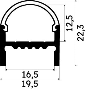 ENGITECHS - PR1009 PROFILE ALU PASSAGE DE CABLE GRIS + DIFFUSEUR OPALE 1CM