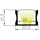 ENGITECHS - PR1041 PROFIL ALU EN SAILLIE, 2M, NOIR + DIFFUSEUR