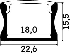ENGITECHS - PR1041 PROFILE SAILLIE D'UNE LONGUEUR DE 1CM NOIR + DIFFUSEUR