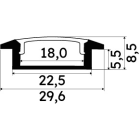 ENGITECHS - PR1046 PROFIL ALU ENCASTRE, 2M, NOIR + DIFFUSEUR