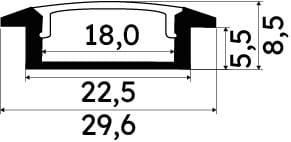 ENGITECHS - PR1046 PROFIL ALU ENCASTRE, 1CM, NOIR + DIFFUSEUR