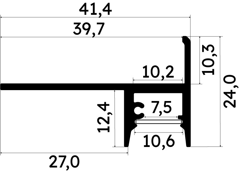 ENGITECHS - PR2032 PROFIL ALU NEZ DE MARCHE GRIS 1CM A CARRELER