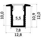 ENGITECHS - PR4017 PROFIL ALUMINIUM ENCASTRE NOIR 1CM + CAPOT