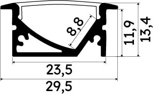 ENGITECHS - PR4019 PROFIL ALU ANGLE GRIS 1CM + CAPOT MILKY
