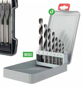 Diager - Coffret 7 foret bois 3 pointes attachement cylindrique diamètre 4-5-6-7-8-10-12m