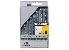 Diager - Coffret 8 forets béton FLASH attachement cylindrique diamètres 3,4,5,6,7,8,9,10m