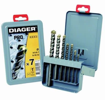 Diager - Coffret 7 forets béton Pro attachement cylindrique 4,5,6,7,8,10,12 mm
