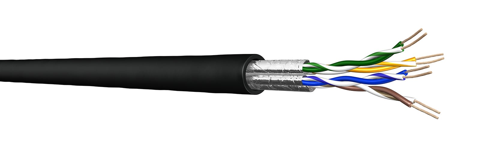 Draka Comteq - Câble data cuivre Catégorie 6a U/FTP AWG23 âme rigide 4 paires gaine PE noire po