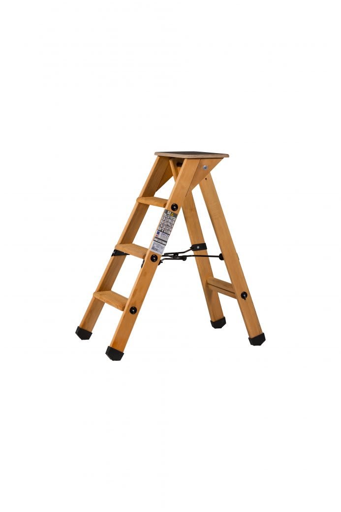 Centaure - Escabeau Lyonnais bois 3 marches + tablette