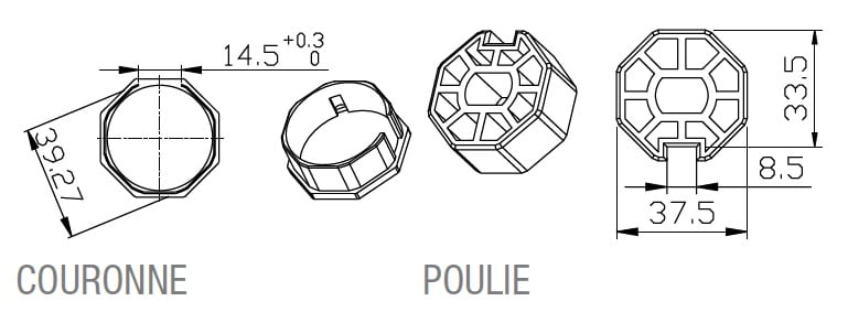 Came - Accessoire Divers Mécanique Adaptateur octogonal 400x6mm concentrique