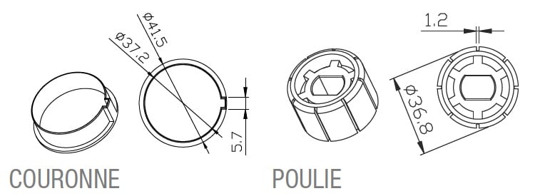 Came - Accessoire Divers Adaptateur rond 40x1mm poulie en caoutchouc