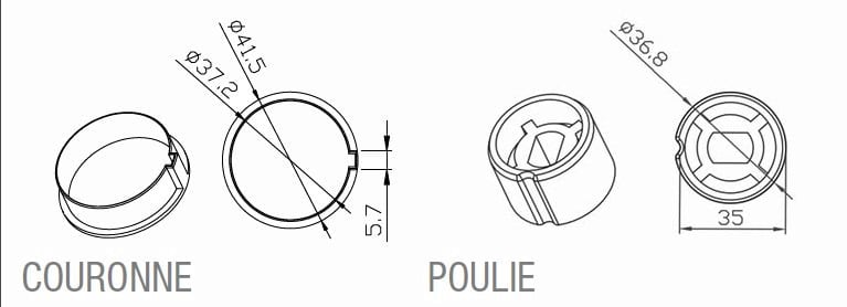 Came - Adaptateur rond 40x1mm poulie en plastique