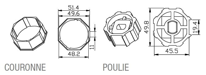 Came - Acc. Divers Adaptateur octogonal 52x0,7mm excentrique 0,6mm