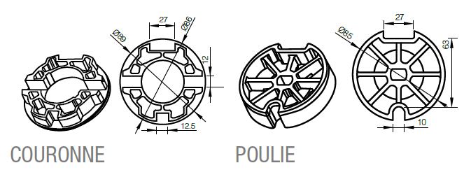 Came - Acc. Divers Mécanique Adaptateur rond départ 89 x 1mm