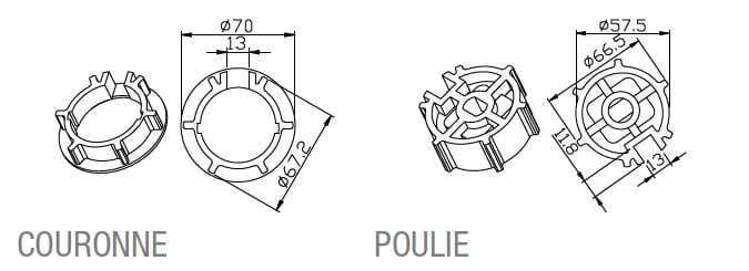 Came - Acc. Divers Mécanique Adaptateur rond 71x1,5mm excentrique 2mm