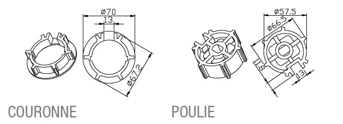 Came - Adaptateur rond 71x1,5mm excentrique 2mm