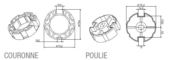 Came - Acc. Divers Mécanique Adaptateur ogive 78x1,5mm logement 13x13mm