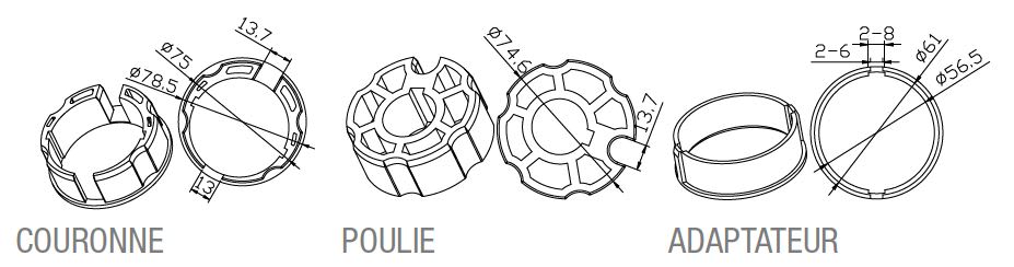 Came - Acc. Divers Mécanique Adaptateur ogive 78x1,2mm excentrique 4mm