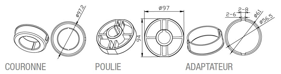 Came - Acc. Divers Mécanique Adaptateur rond 102,5 x 2,5mm