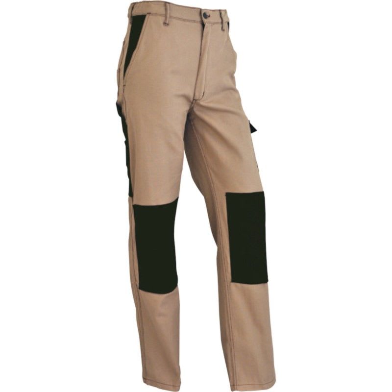 VEPRO - PANTALON CONFORT  BEIGE/CHOCOLAT T54