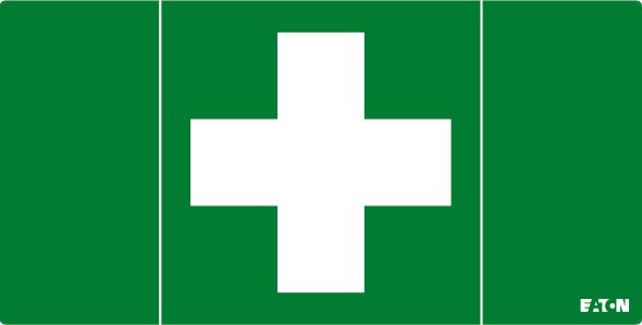 Cooper Securite - Pictogramme ULTRALED2 / PLANETE2 avec une croix blanche sur fond vert