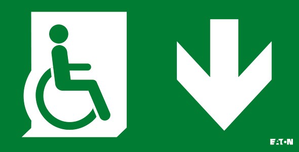 Cooper Securite - Pictogramme PMR - Compatible ULTRALED 2 & PLANETE 2 - Flèche bas