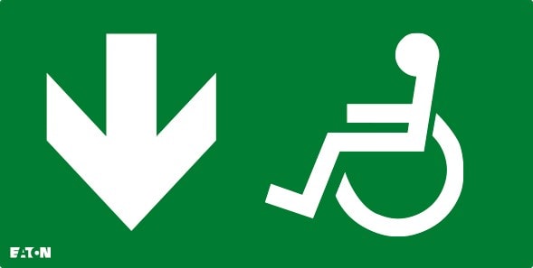 Cooper Securite - Pictogramme PMR - Compatible ULTRALED2 & PLANETE2 - Flèche vers le bas