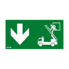 Cooper Securite - Pictogramme ULTRALED2 / PLANETE2 ES avec camion de pompier flèche vers le bas