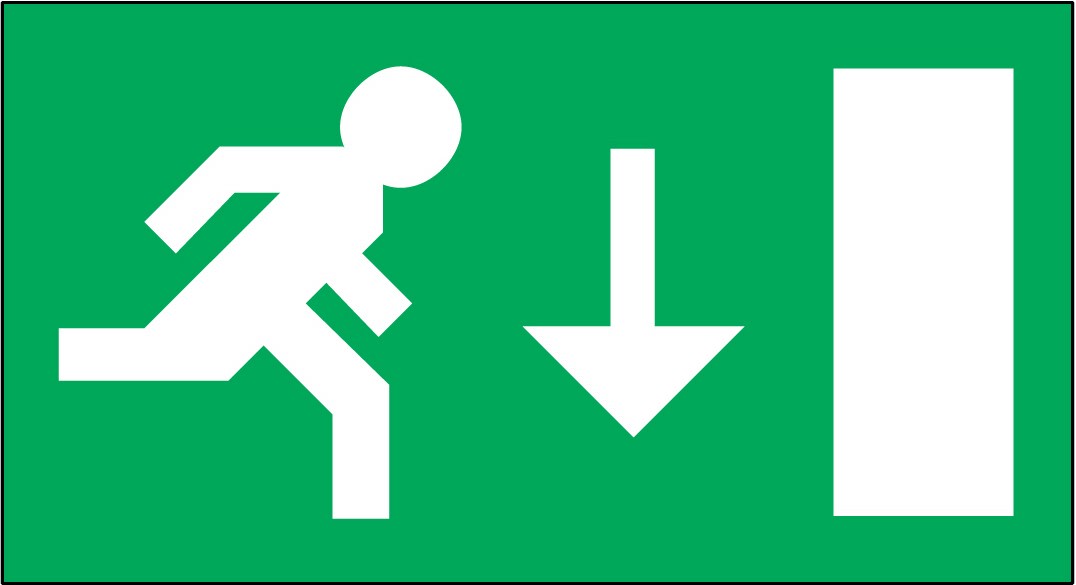 Cooper Securite - Etiquette pour boitier E-F (240 x 130) : Picto Flèche Verticale (bas)