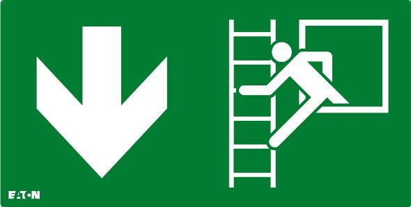 Cooper Securite - Pictogramme pour CrystalWay 20m Echelle Evacuation flèche vers le Bas