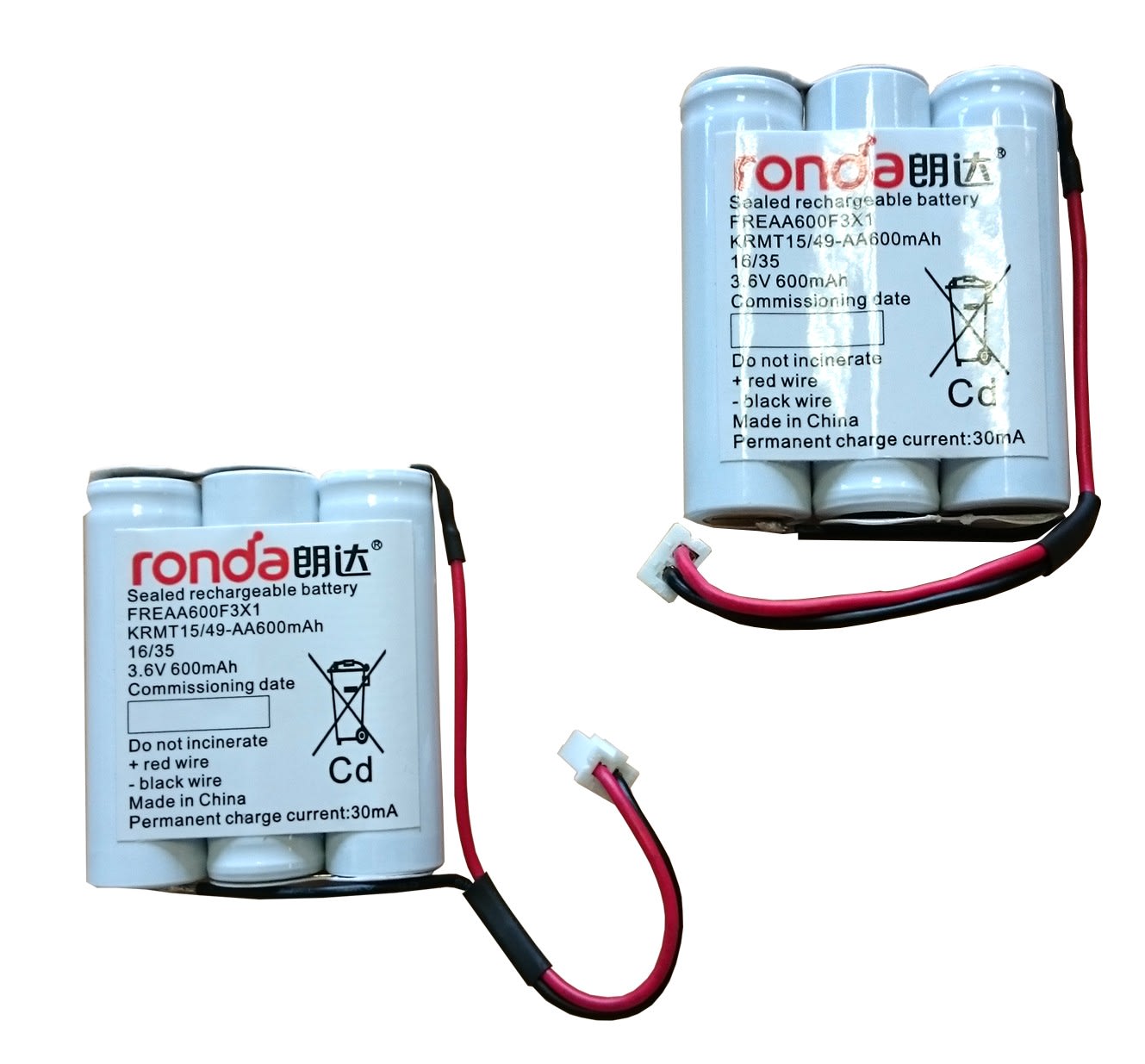 Cooper Securite - Pack accus Ni-Cd 2 x 3 x 1.2V / 0.6Ah - Compatible ULTRALED JOUR II