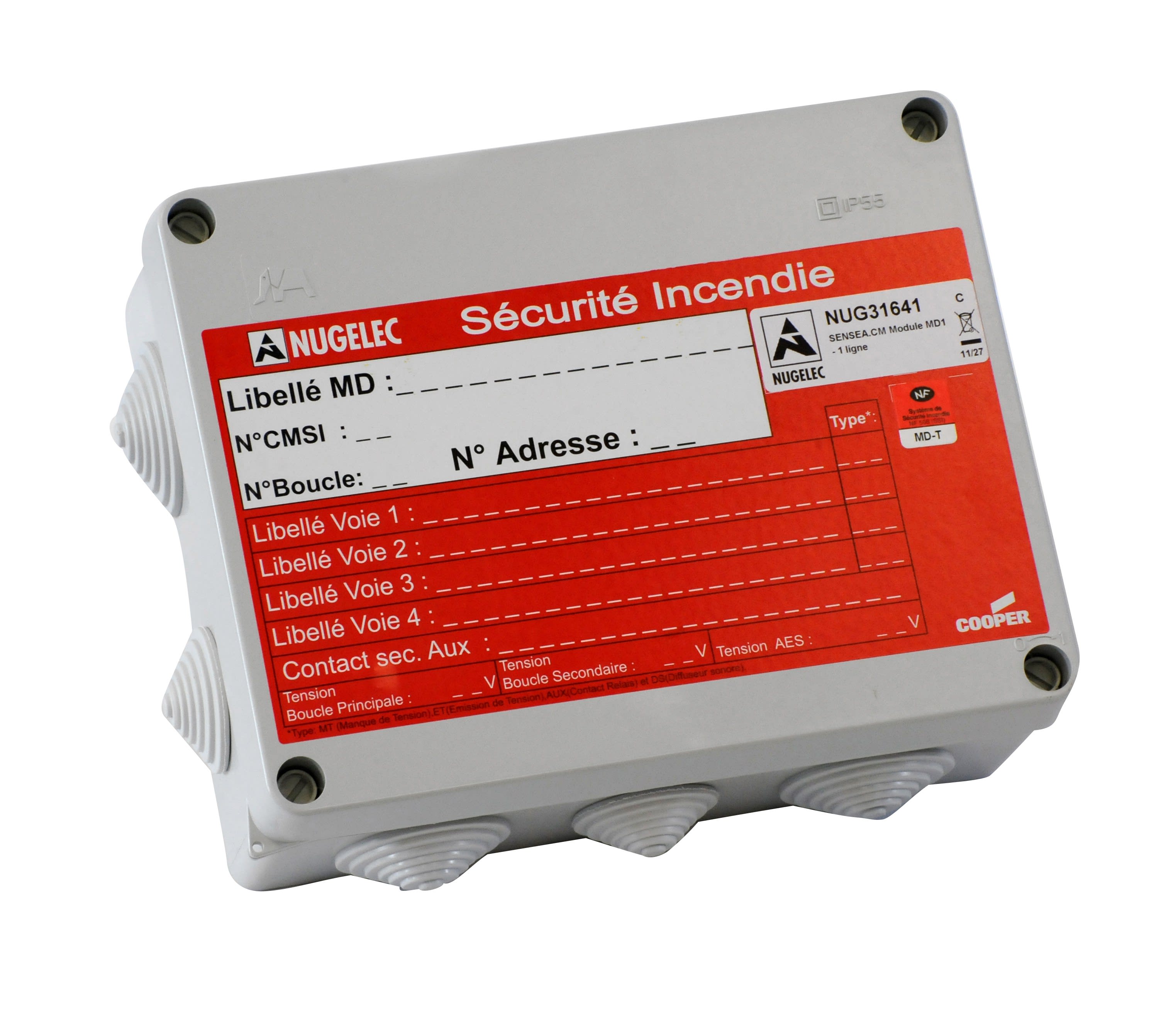 Cooper Securite - CMSI Sensea.CM Matériel Déporté MD1 - 1 ligne télécom. et 1 contact aux.progr.