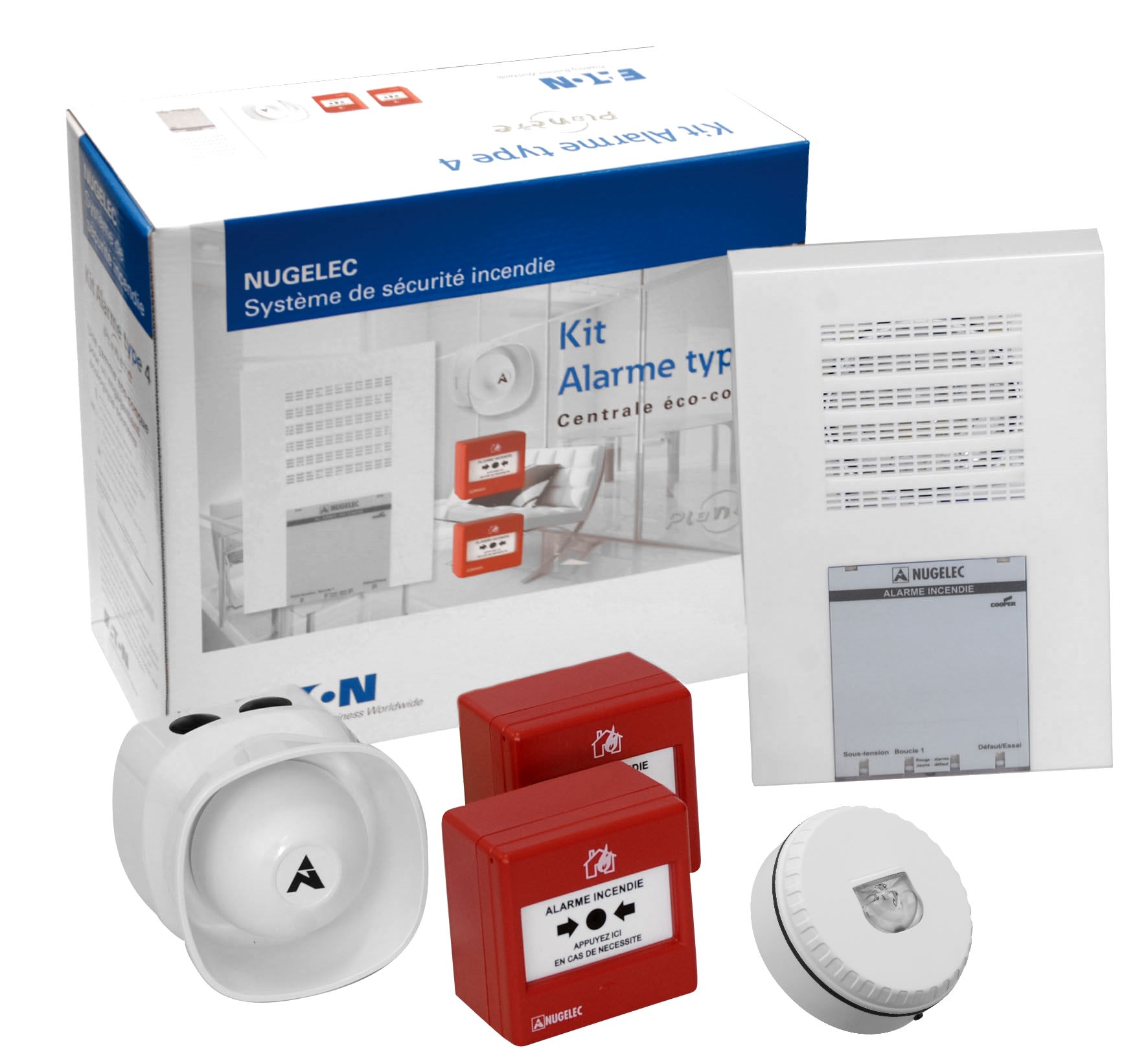 Cooper Securite - Kit Alarme incendie - Type 4 Planète - équipé 1 Boucle, 2 DM, 1 DS, 1 DL